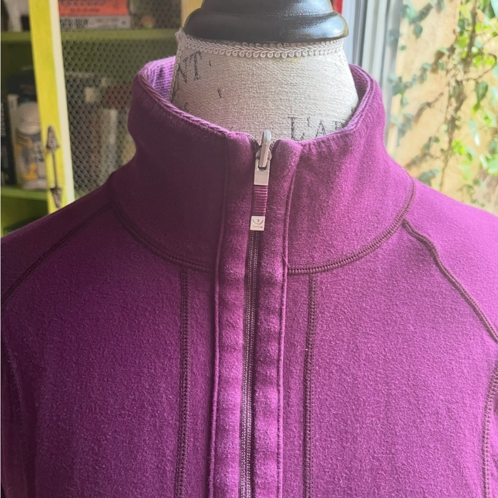 Reversible Purple Striped to Plain Flip Zip Jacket Well-Engineered Sz S / M - Picture 11 of 11